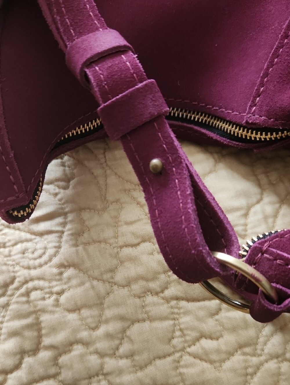 Portland Leather Purple Crescent Shoulder Bag size small - Picture 6 of 11